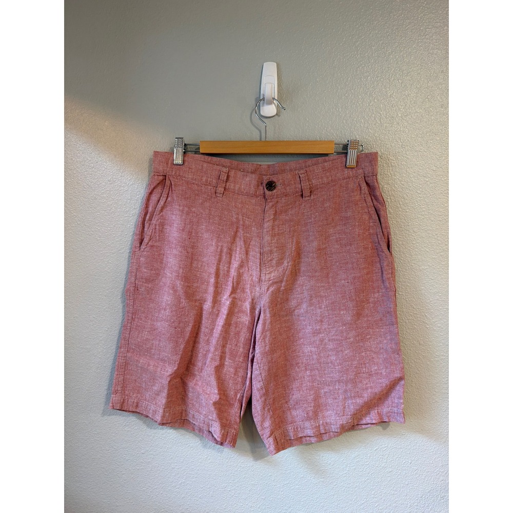 Patagonia Hemp Organic Cotton Shorts Mens 32 Rose Red Chambray Casual Outdoor